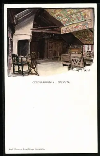 Künstler-AK Stockholm, Skansen, Oktorpsgarden