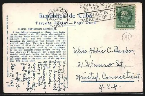 AK Habana, Monumento a la Voladura del Maine