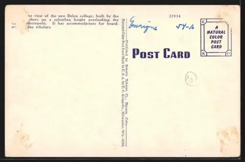 AK Havana, Airplane View of Belen College, Mariano