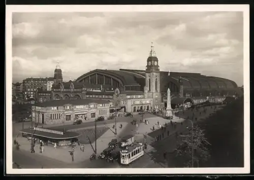 AK Hamburg-St.Georg, Hauptbahnhof, Strassenbahn, Bahnhofsvorplatz