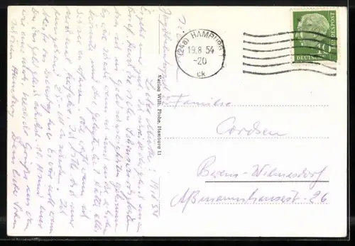 AK Hamburg, St. Pauli Laundungsbrücke, Uhrturm, Strassenbahn