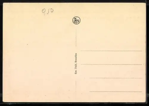 AK Bruxelles, Place Royal, Monument du Godefroid de Bouillon, Strassenbahn