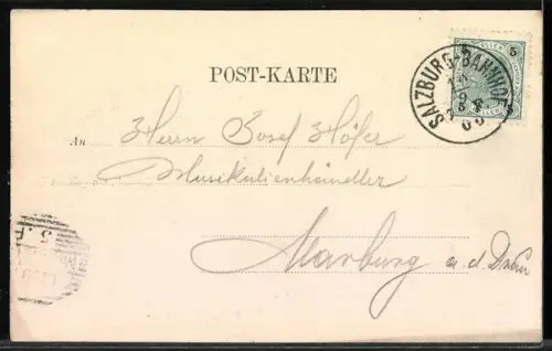 AK Salzburg, Gasthof zum goldenen Horn, Ortsansicht