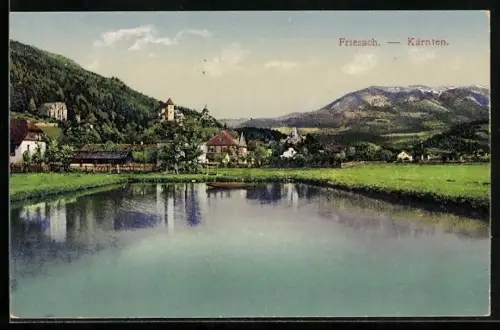 AK Friesach /Kärnten, Ortspartie mit Burg