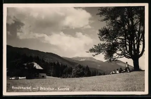 AK Villach, Hundsmarhof mit Dobratsch und Kaserin