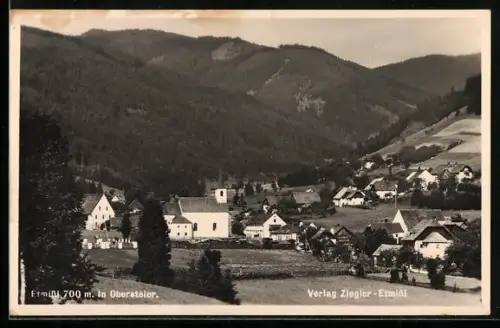 AK Etmissl in Obersteier, Teilansicht mit Kirche