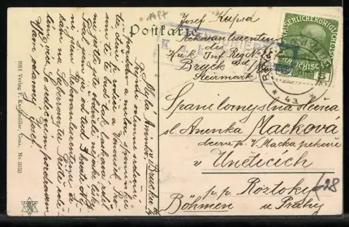 AK Bruck an der Mur, Bismarckstrasse mit Postgebäude