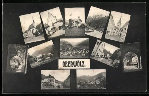 AK Oberwölz, Villa Baumer, Spitalkirche, Strasse Neugasse