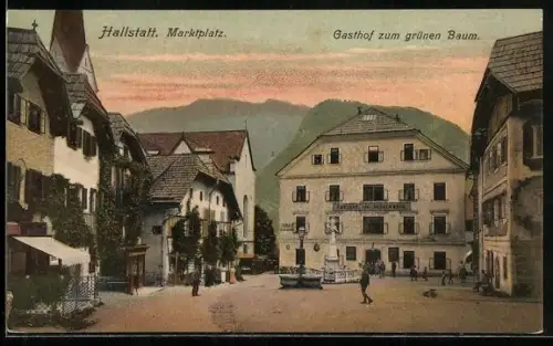 AK Hallstatt, Gasthof zum grünen Baum am Marktplatz