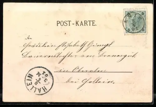 AK Anif, Totalansicht, Kirche, Uferpartie mit Schloss