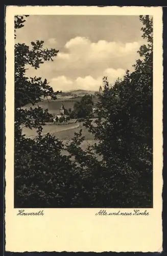 AK Houverath / Eifel, Alte und neue Kirche