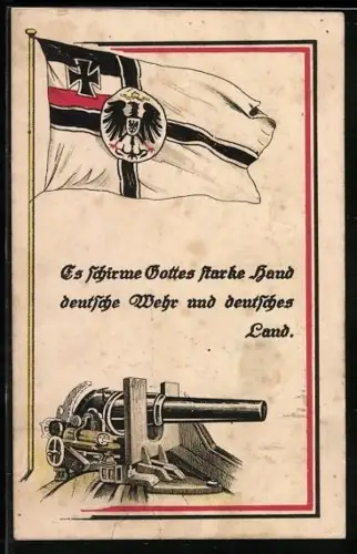 AK Reichskriegsflagge und Bordgeschütz