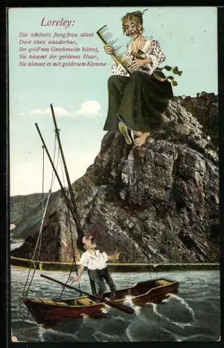 AK Hässliche Loreley mit Kamm