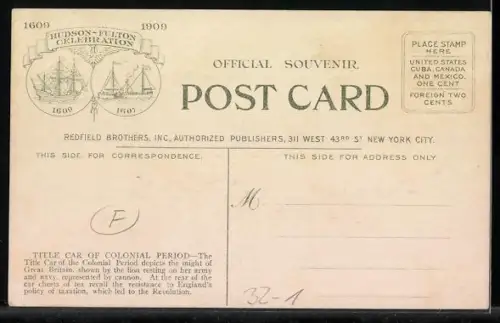 AK Hudson-Fulton Expedition, Celebration, Float Title Car Colonial Period