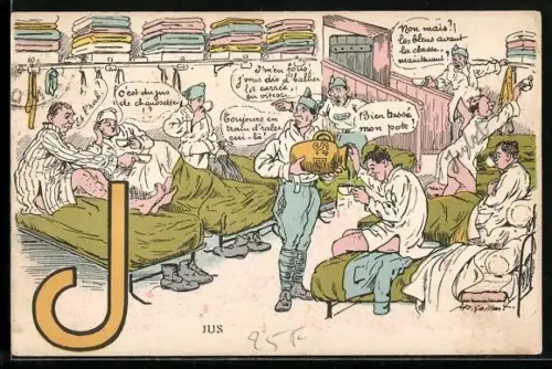 AK Französische Soldaten mit Buchstabe J