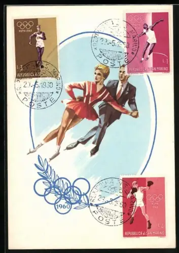 Künstler-AK San Marino, Giochi della XVII. Olimpiade 1960, Pattinaggio