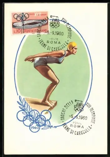 Künstler-AK Roma, Giochi della XVII. Olimpiade 1960, Nuoto