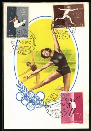 Künstler-AK San Marino, Giochi della XVII. Olimpiade 1960, Ginnastica