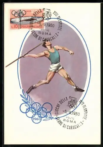 Künstler-AK Roma, Giochi della XVII. Olimpiade 1960, Lancio del giovellatto