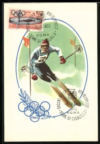 Künstler-AK Roma, Giochi della XVII. Olimpiade 1960, Scii