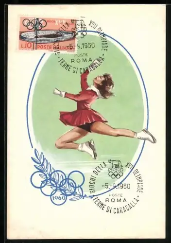 Künstler-AK Roma, Giochi della XVII. Olimpiade 1960, Pattinaggio