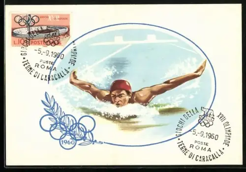 Künstler-AK Roma, Giochi della XVII. Olimpiade 1960, Nuoto