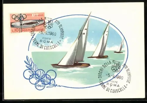 Künstler-AK Roma, Giochi della XVII. Olimpiade 1960, Regate veliche