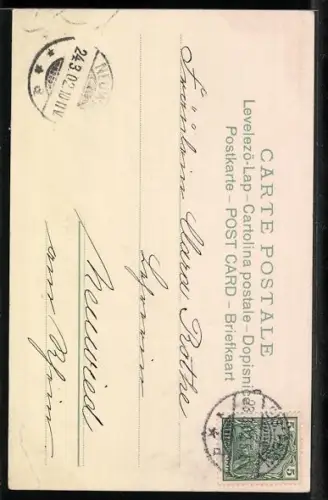 Lithographie Zwei Blüten mit Kindergesichtern