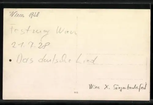 Foto-AK Wien, X. Sängerbundesfest 1928, Festumzug mit Zuschauern