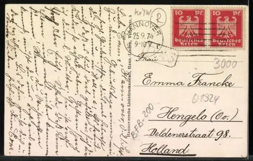 AK Hannover, 9. Sängerbundfest im August 1924, geschmückter Marktplatz