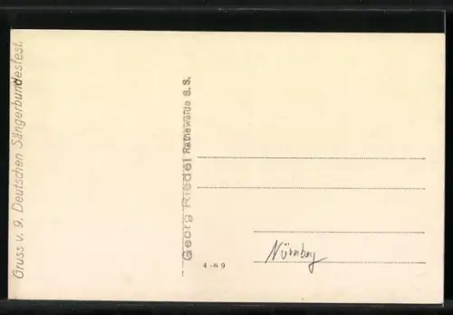 Foto-AK Nürnberg, 9. Deutsches Sängerbundesfest, Festumzug vor der Dampfbäckerei