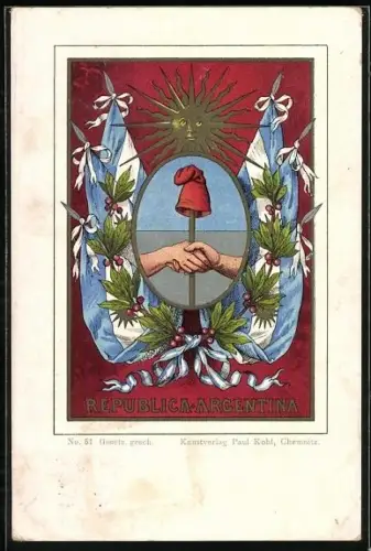 AK Wappen von Argentinien mit Sonne