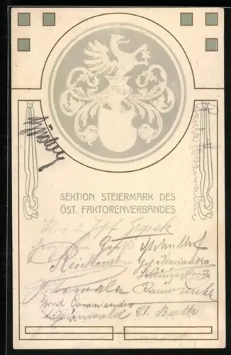 Präge-AK Wappen der Sektion Steiermark d. Öst. Faktorenverbandes