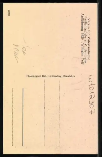 AK Bentheim, Verein für Vaterländische Freilichtspiele, Aufführung Wilhelm Tell 1926