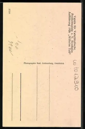 AK Bentheim, Verein für Vaterländische Freilichtspiele, Aufführung v. Wilhelm Tell 1926