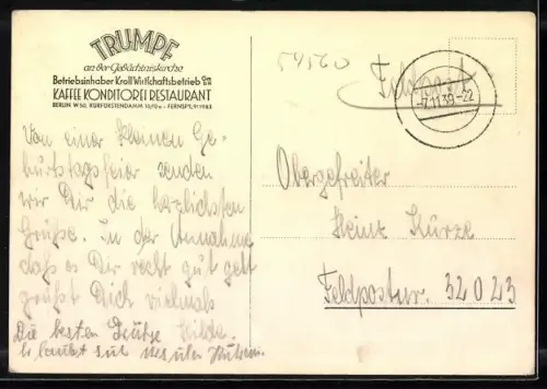 AK Berlin-Charlottenburg, Kaffee Trumpf an der Gedächtniskirche, Innenansicht