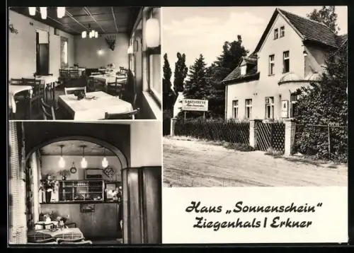 AK Erkner, Gasthof Haus Sonnenschein, Innen- und Aussenansicht