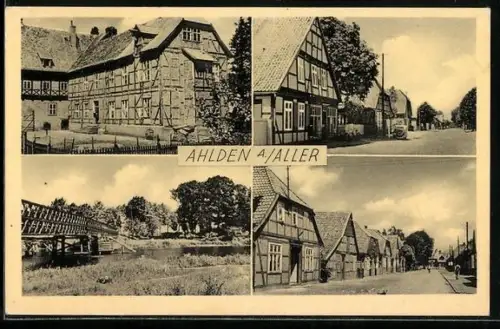 AK Ahlden a. Aller, Fachwerkhäuser, Brückepartie