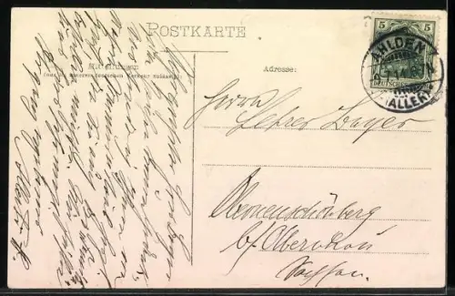 AK Ahlden a. Aller, Brückenpartie, Ortsansicht mit Kirche