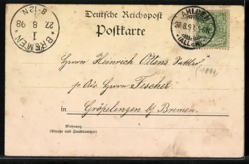 AK Ahlden / Aller, Gasthaus Adolf Asche mit Blick zur Kirche