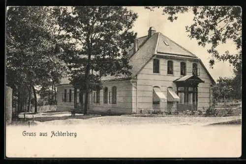 AK Achterberg / Dorfmark, Wohnhaus unter Bäumen