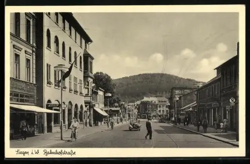AK Siegen i. W., Blick in die Bahnhofstrasse