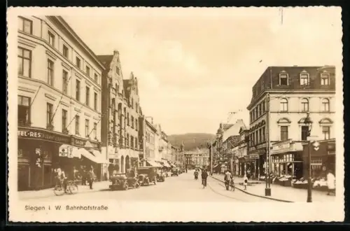 AK Siegen i. W., Hotel-Restaurant in der Bahnhofstrasse