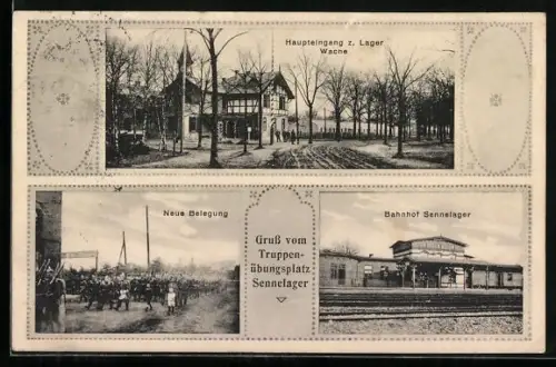 AK Sennelager, Bahnhof Sennelager, Hauptzugang z. Lagerwache, neue Belegung