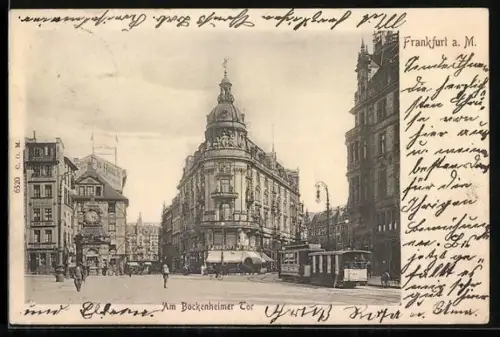AK Frankfurt a. M., Am Bockenheimer Tor, Strassenbahn