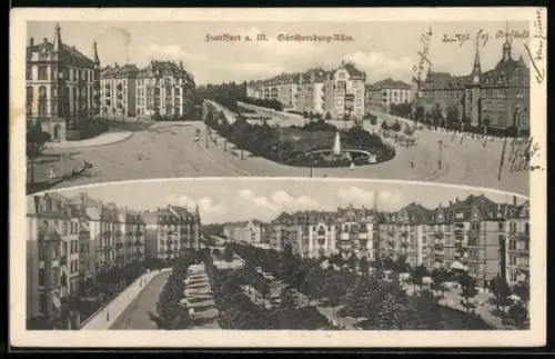 AK Frankfurt-Nordend, Günthersburg-Allee mit Parkanlage