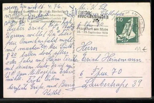 AK Frankfurt-Sachsenhausen, Gasthof Tivoli-Garten Binding Bierkeller, Darmstädter Landstrasse 238