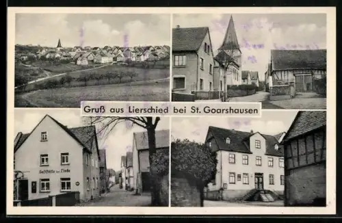 AK Lierschied bei St. Goarshausen, Kirche, Gasthaus zur Linde