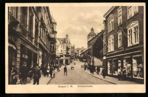 AK Siegen i. W., Geschäfte in der Kölnerstrasse