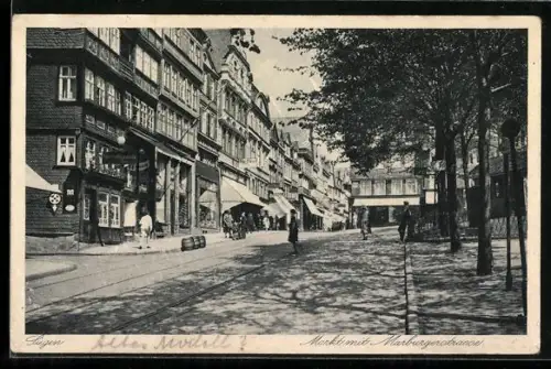 AK Siegen, Markt mit Marburgerstrasse